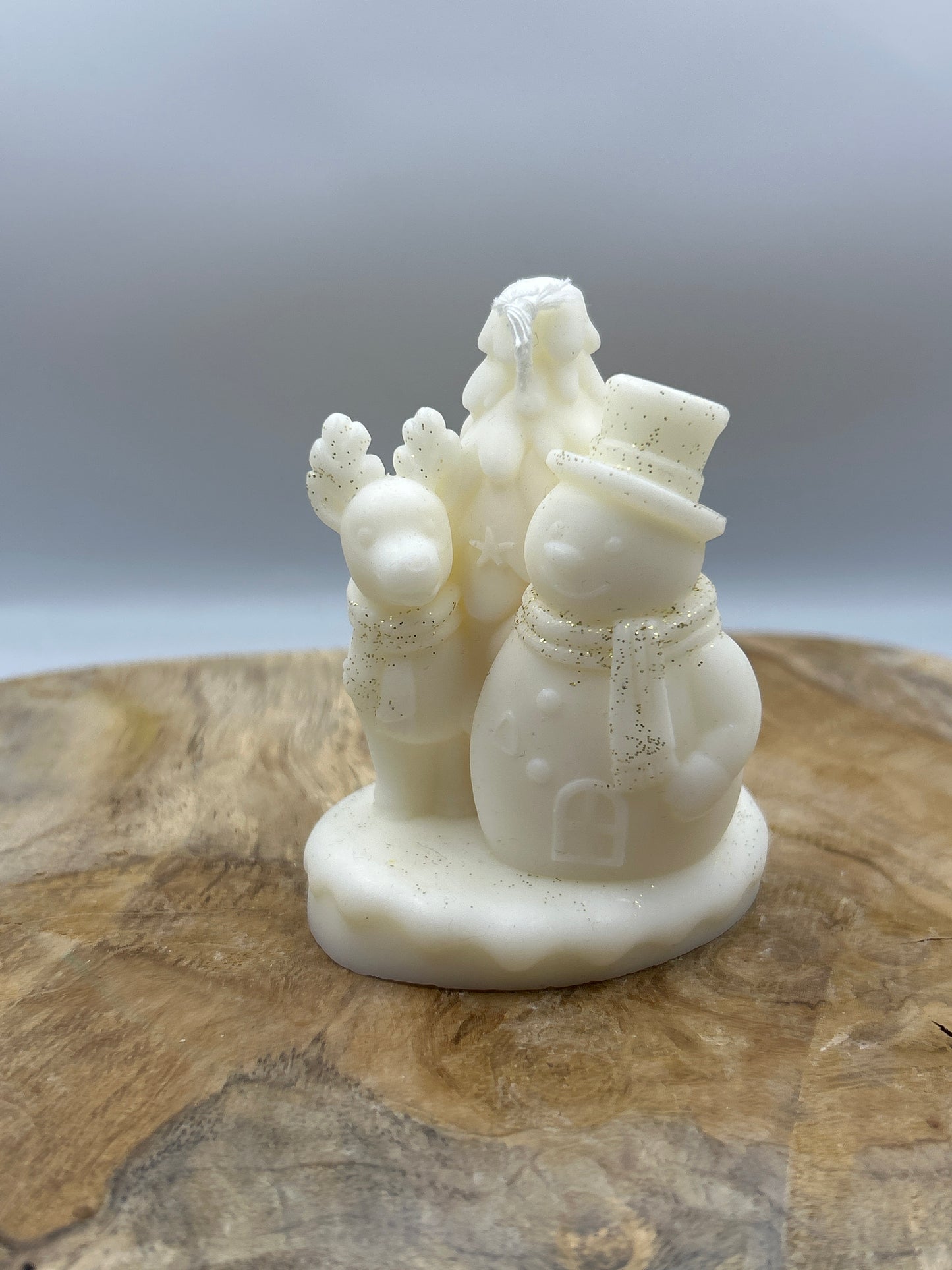 Bougies bonhomme de neige avec son renne