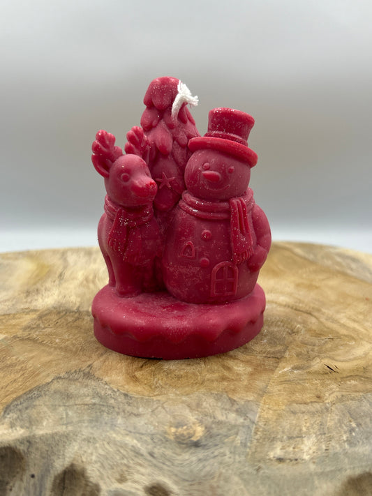 Bougies bonhomme de neige avec son renne