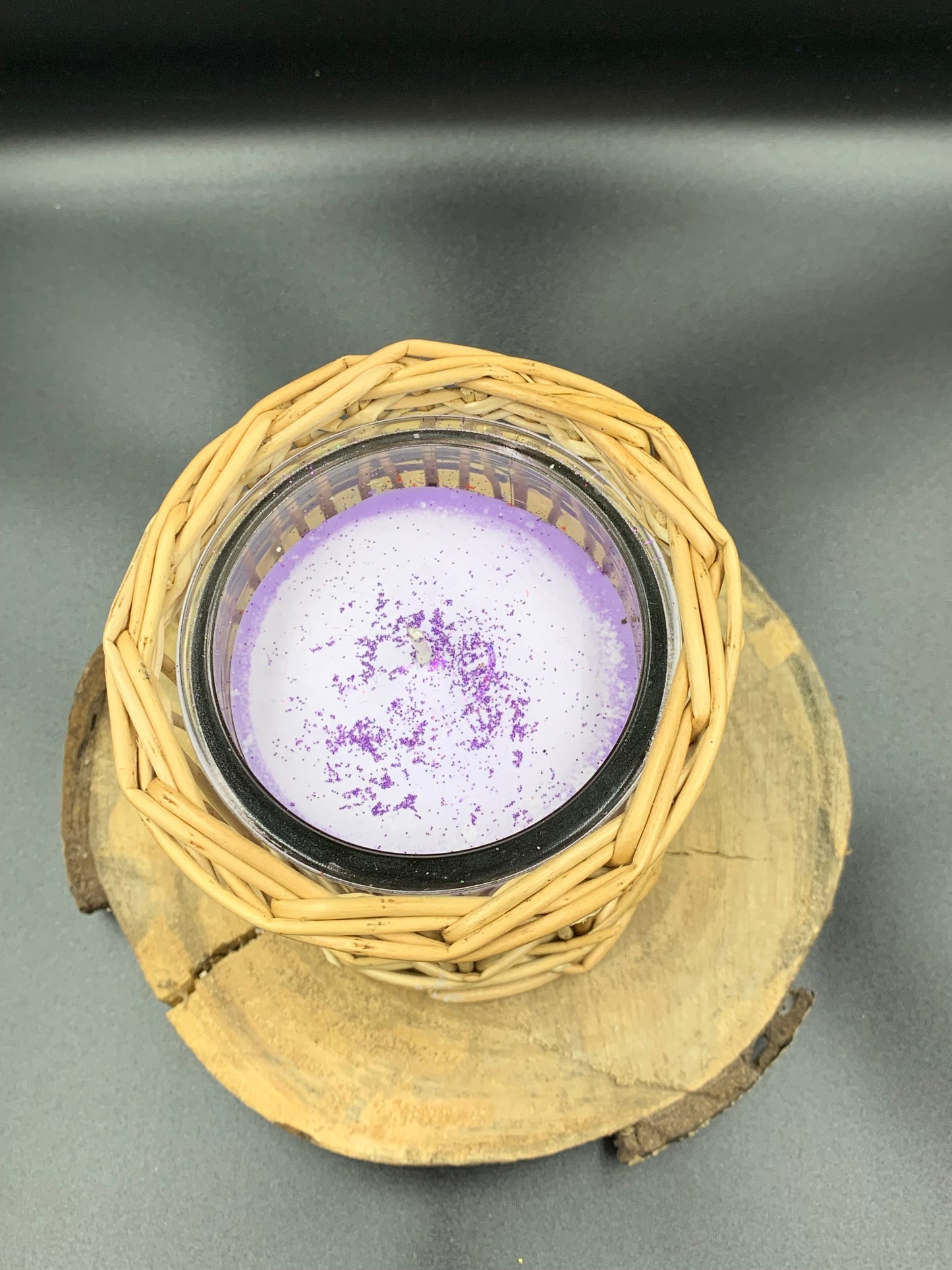 Bougies osier violet avec paillettes