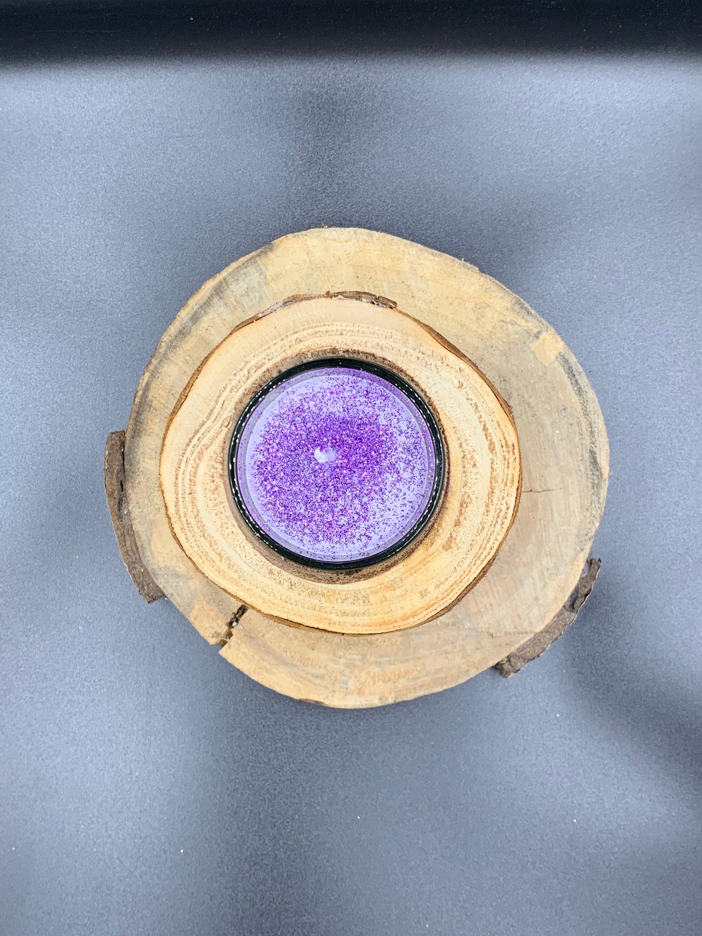Bougies étoile en bois violet avec paillettes