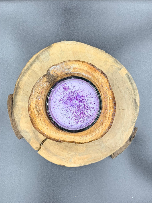 Bougies étoile en bois violet avec paillettes