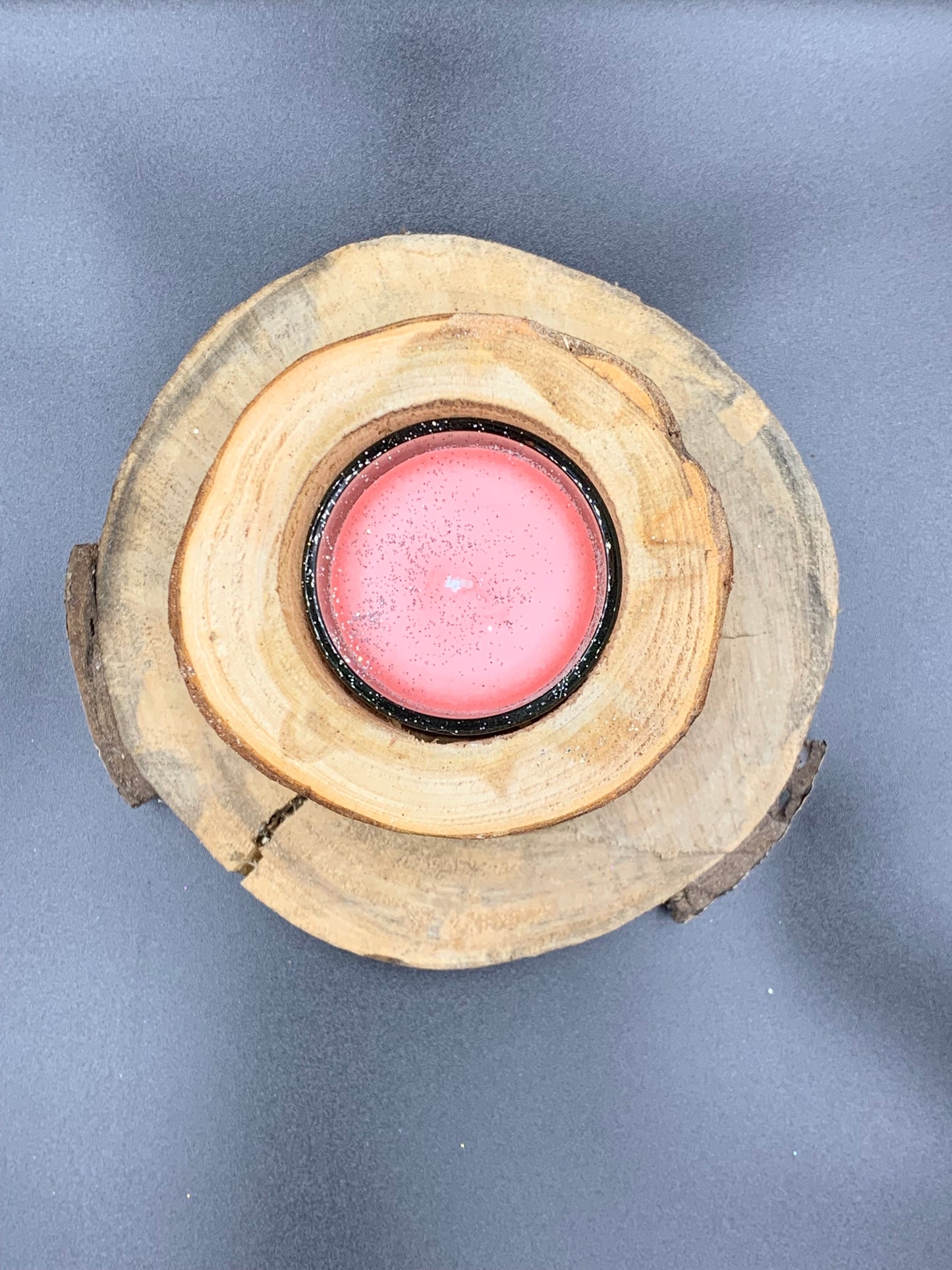 Bougies étoile en bois rose avec paillettes